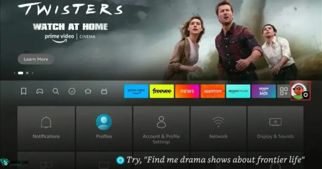 A Firestick remote with the home button highlighted and a TV screen showing the successful pairing confirmation message.