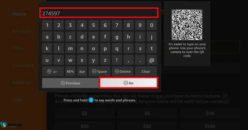 Installing IBO Player APK on Firestick using the Downloader App.