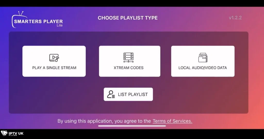 Smarters Player Lite login screen for entering IPTV credentials.