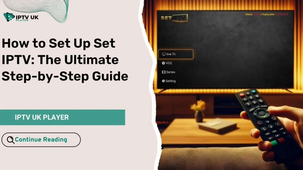 A Smart TV displaying a fully set up IPTV interface in a modern living room – How to set up Set IPTV.