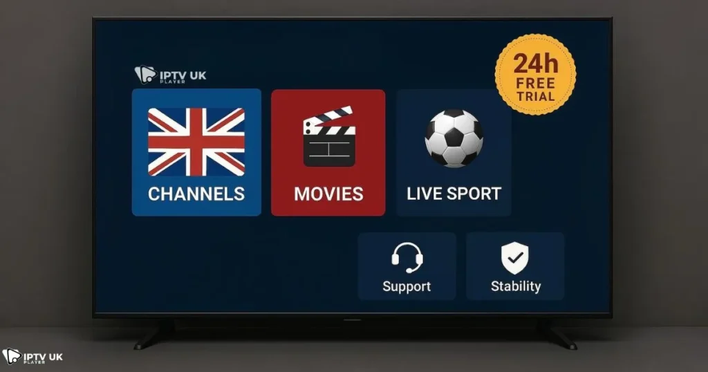Dashboard interface of IPTV UK Player — showcasing why it’s the best IPTV service in the UK.