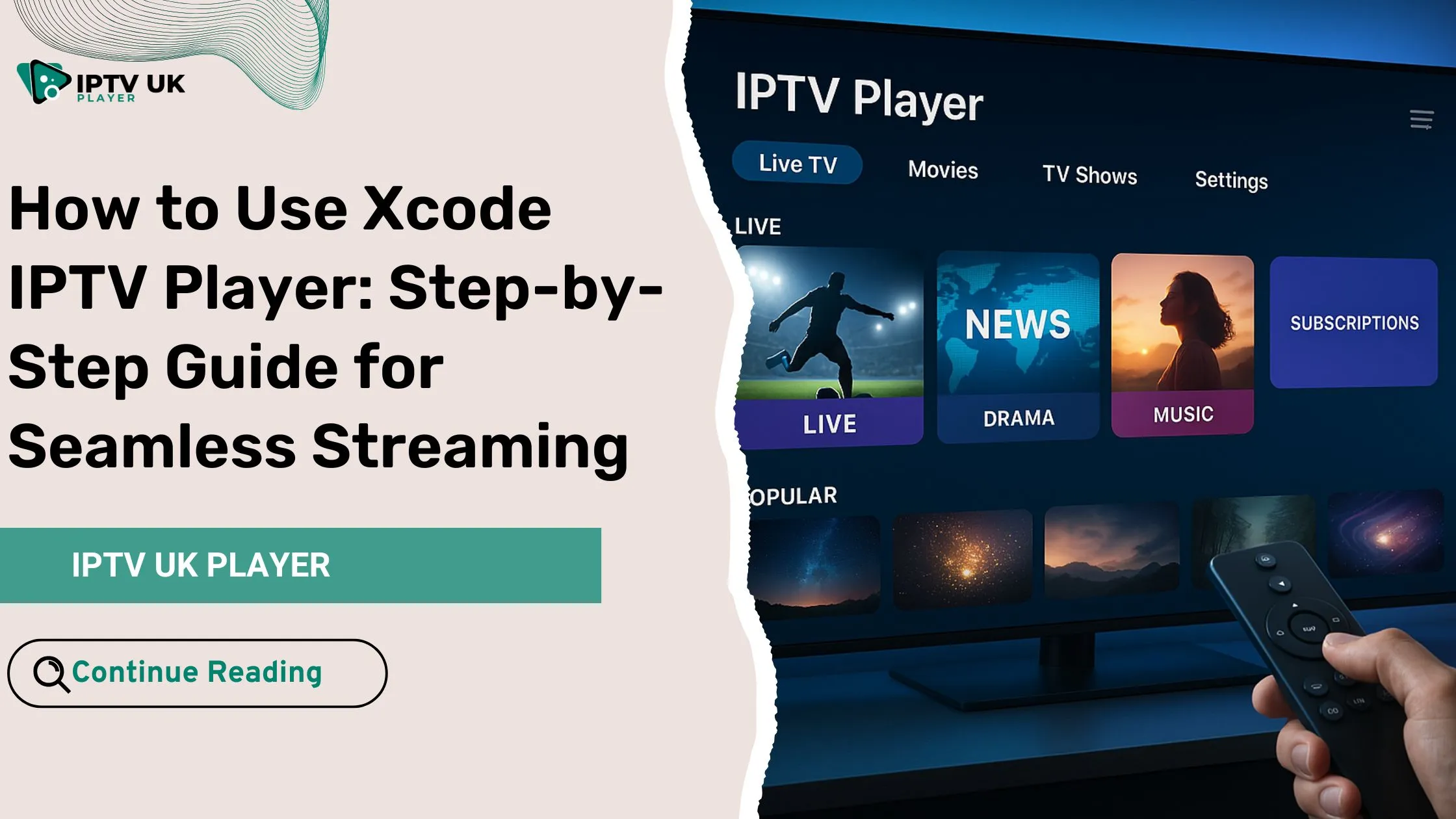 xcode iptv player interface on Smart TV for seamless digital streaming experience