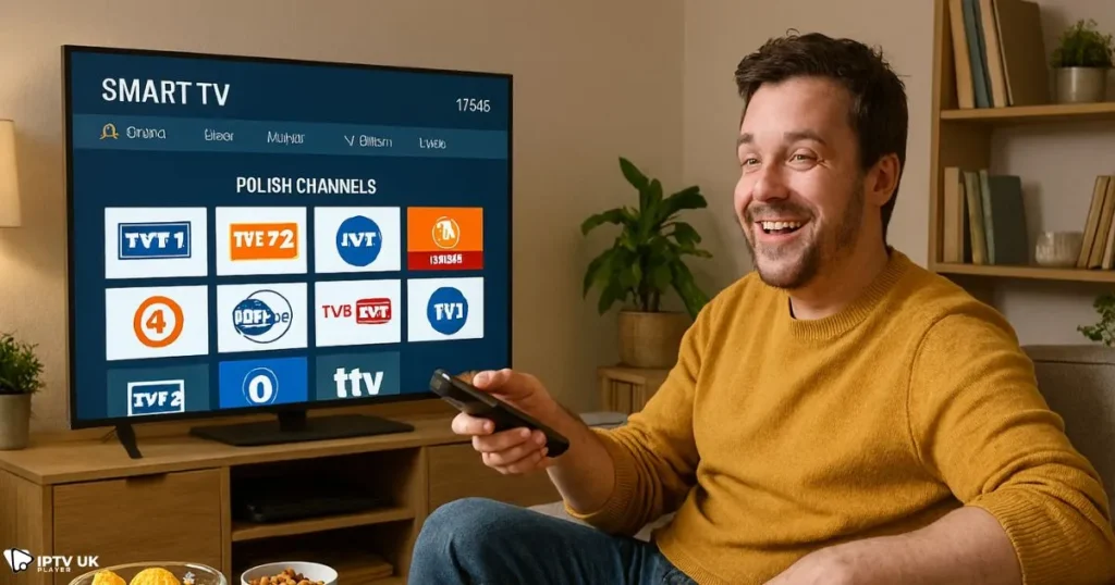Watching Polish IPTV subscription channels on a Smart TV in the UK.