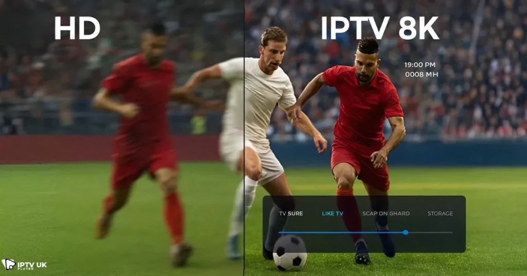 Comparison of strong 8k iptv with standard HD streaming highlighting premium iptv service quality