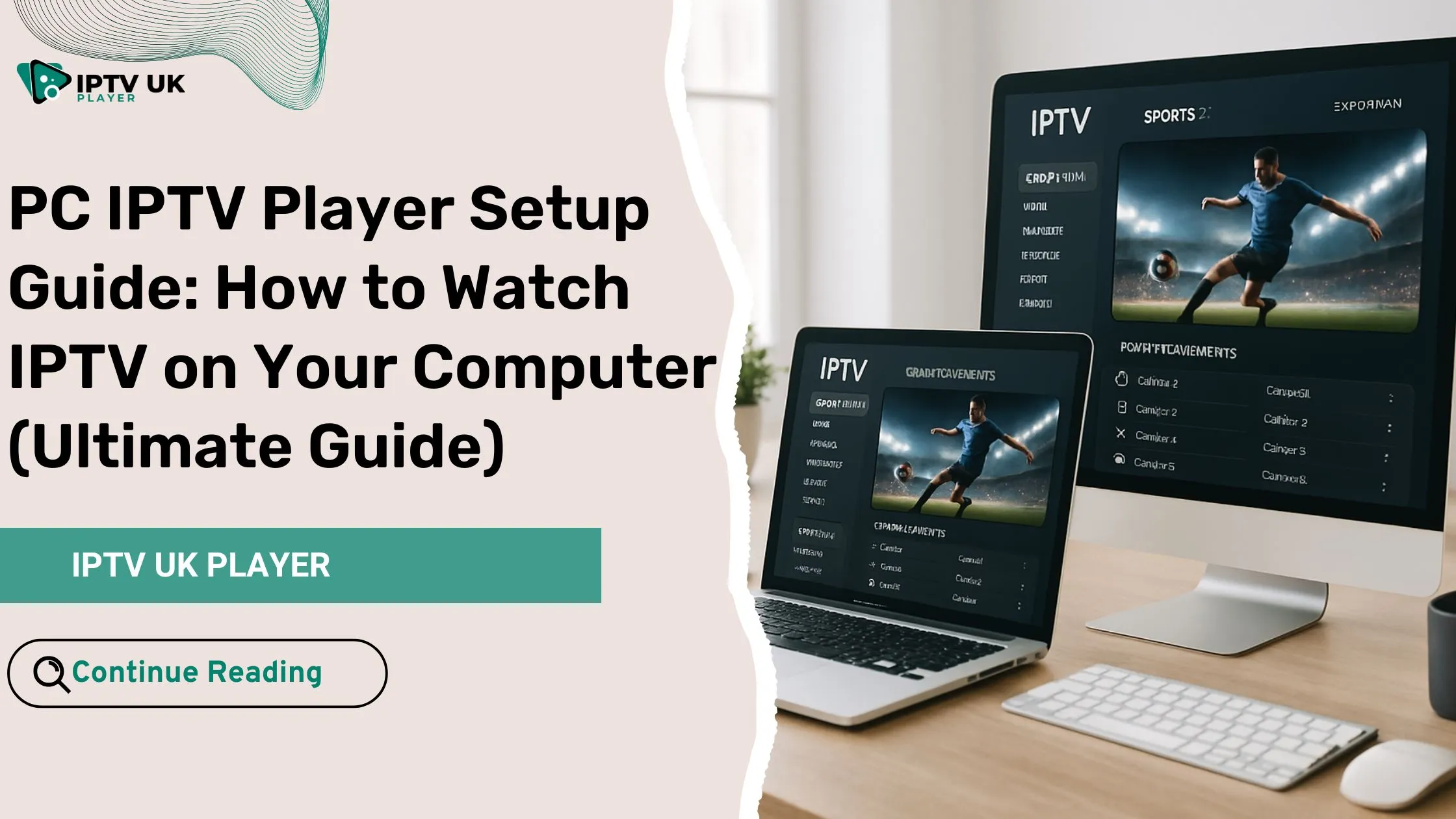 Modern home-office setup streaming with a pc iptv player for smooth viewing
