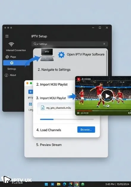 Step-by-step IPTV setup on Windows using an IPTV desktop player