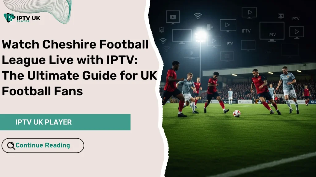 Players competing in the Cheshire Football League under stadium lights, symbolizing the excitement of Cheshire football live with IPTV.