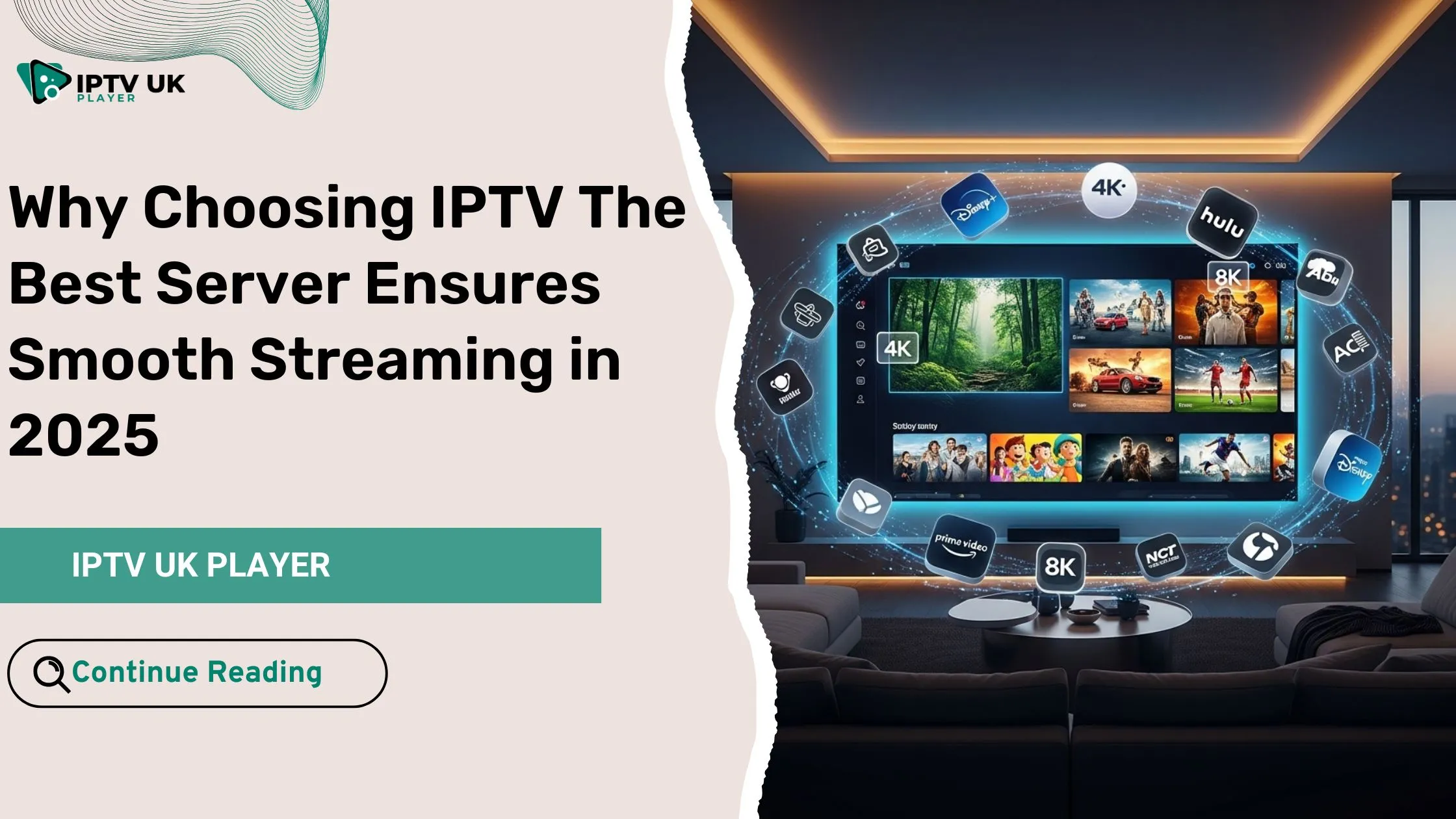 Illustration of IPTV the best server delivering smooth, high-quality streaming in a modern home setup.