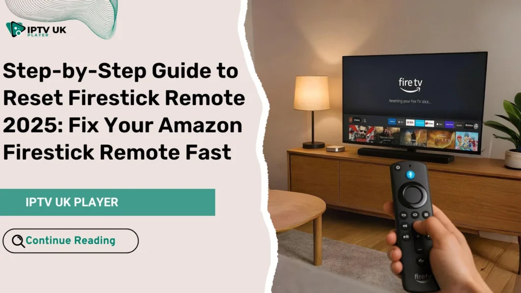 User performing reset Firestick remote in a modern living room setup