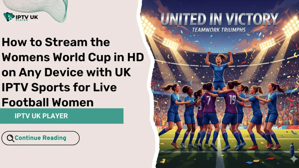 Womens World Cup action with female football players celebrating in stadium, perfect for women’s world cup streaming fans.