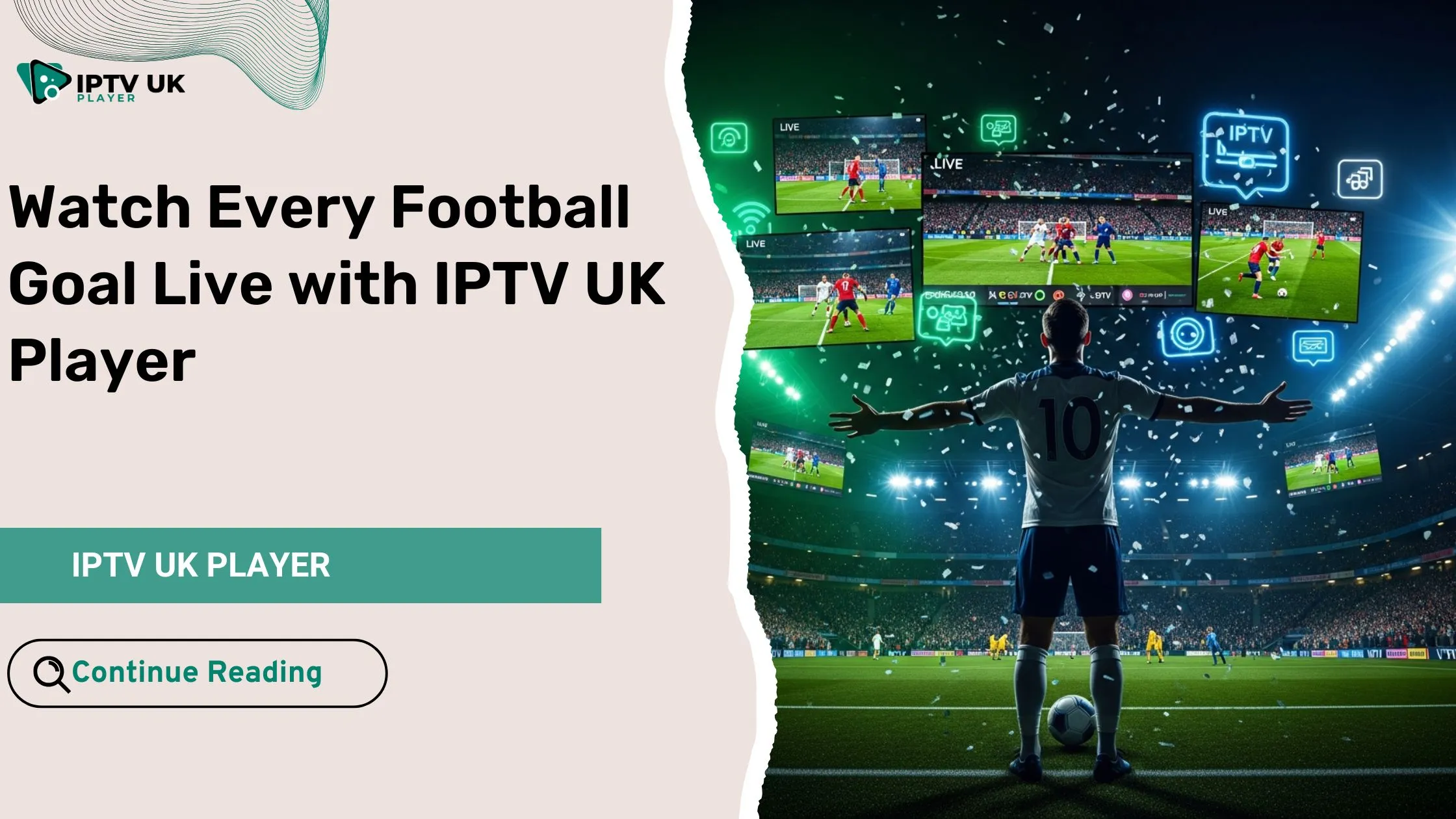 Exciting live football streaming moment capturing a goal celebration with IPTV UK Player