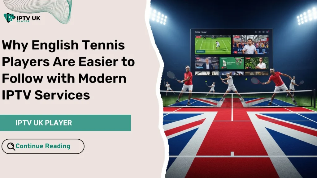 A modern visual representation of english tennis players being watched through IPTV services.