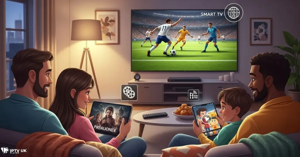 Premium IPTV service delivering high-definition content and multi-device streaming for families.