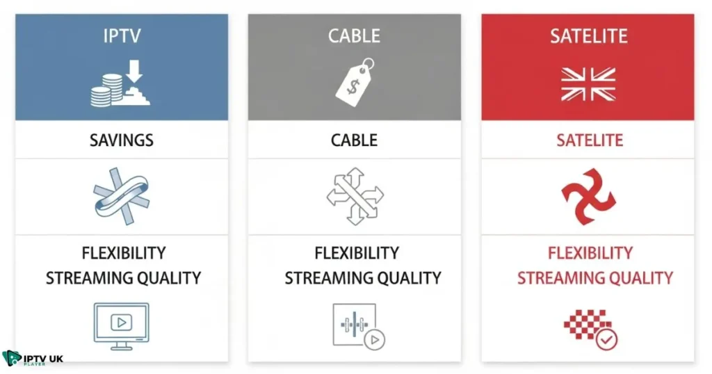 Cost comparison showing why a uk iptv subscription is more affordable than cable