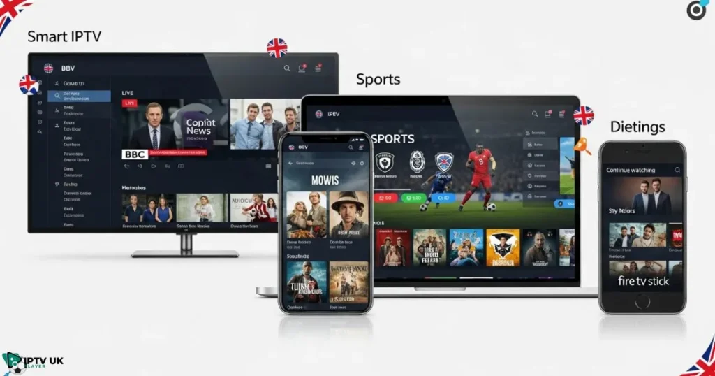 Multi device visual displaying different ways to watch an iptv uk service