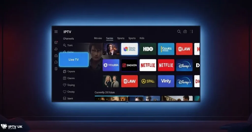 smart one iptv app interface showing organized channel categories
