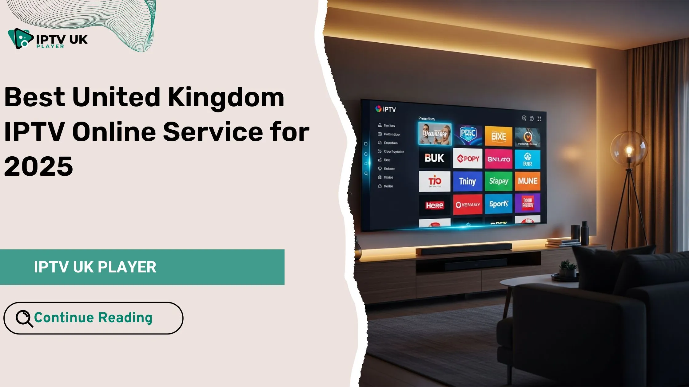Modern UK home streaming setup showcasing united kingdom iptv online service interface.