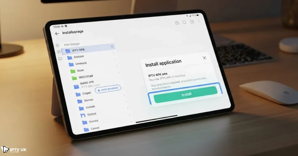 iptv apk download installation screen for smart phones and smart tvs