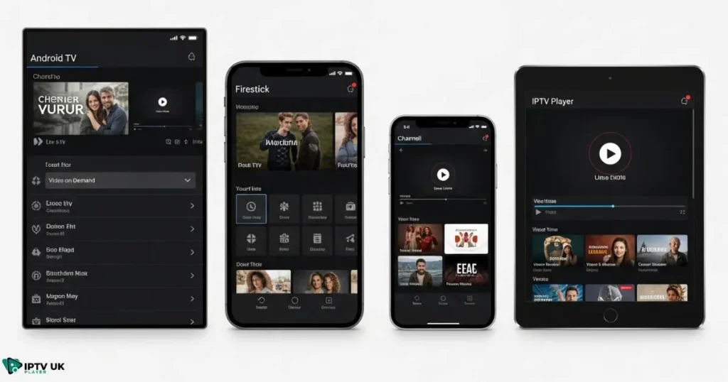 IPTV player apps interface used with iptv subscriptions on multiple devices
