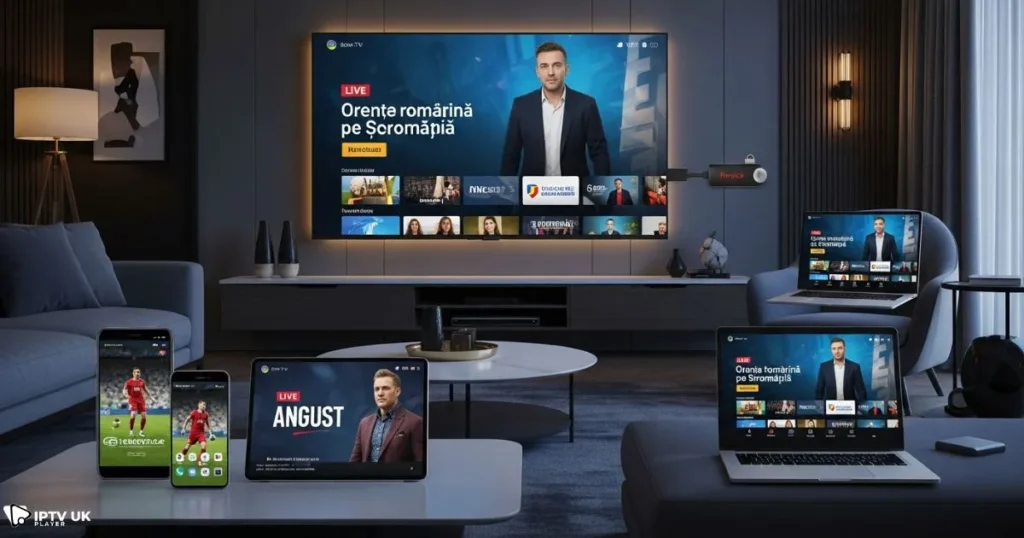 romania iptv working on Smart TV, phone, tablet, and Firestick