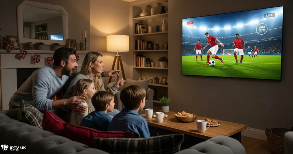 UK viewers enjoying smooth streaming through a premium iptv provider with high quality performance.