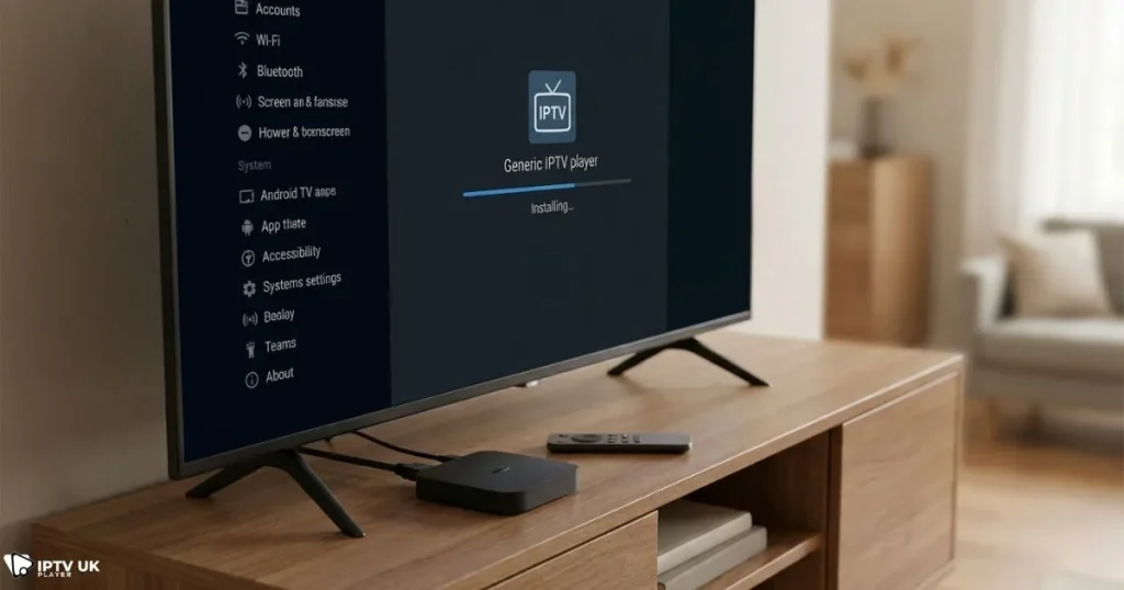 Android box IPTV setup showing how to configure IPTV in android box step by step