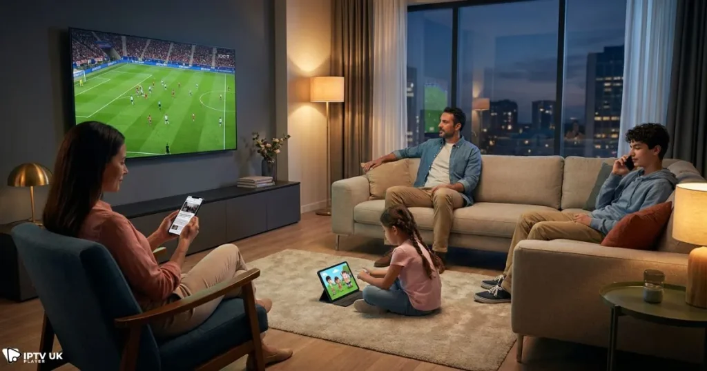 Family using british iptv on multiple devices at the same time in one home