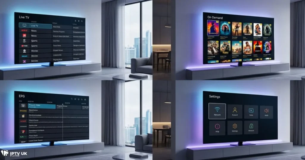 Best IPTV app for Android TV displayed on smart television interface