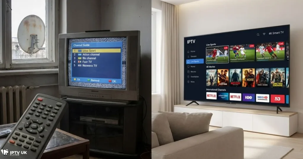 Top IPTV subscriptions UK compared to traditional cable TV setup