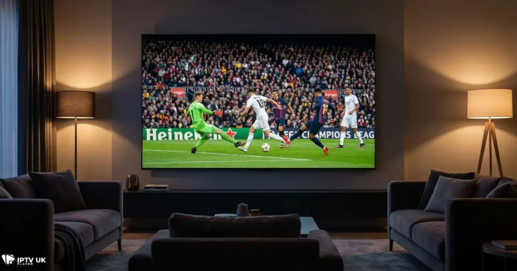 IPTV 4K streaming of live football on smart TV for best UK IPTV 2025