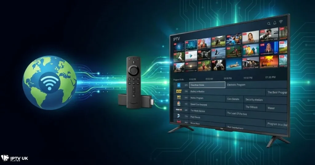 IPTV on Amazon Firestick explained using a Firestick IPTV player and internet connection