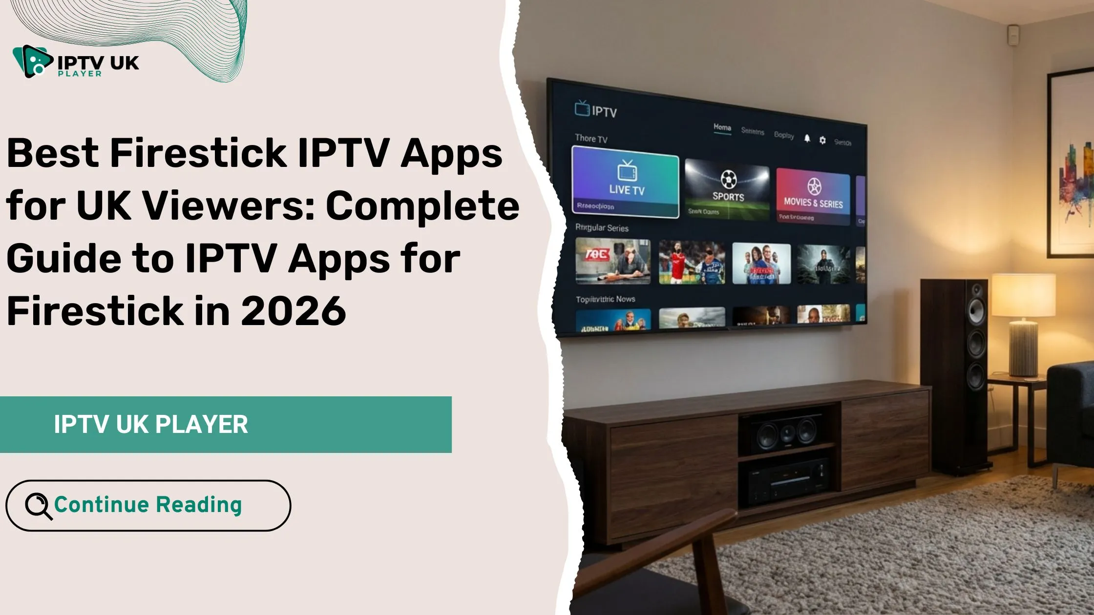 firestick iptv apps displayed on a smart TV using Amazon Firestick in a UK home setup