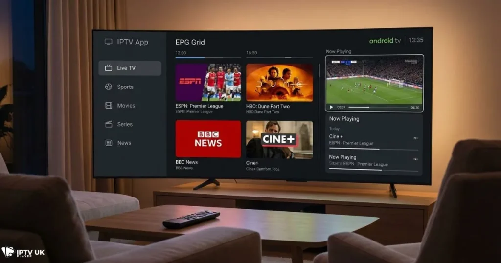 iptv apps for android tv interface optimized for smooth streaming and channel navigation