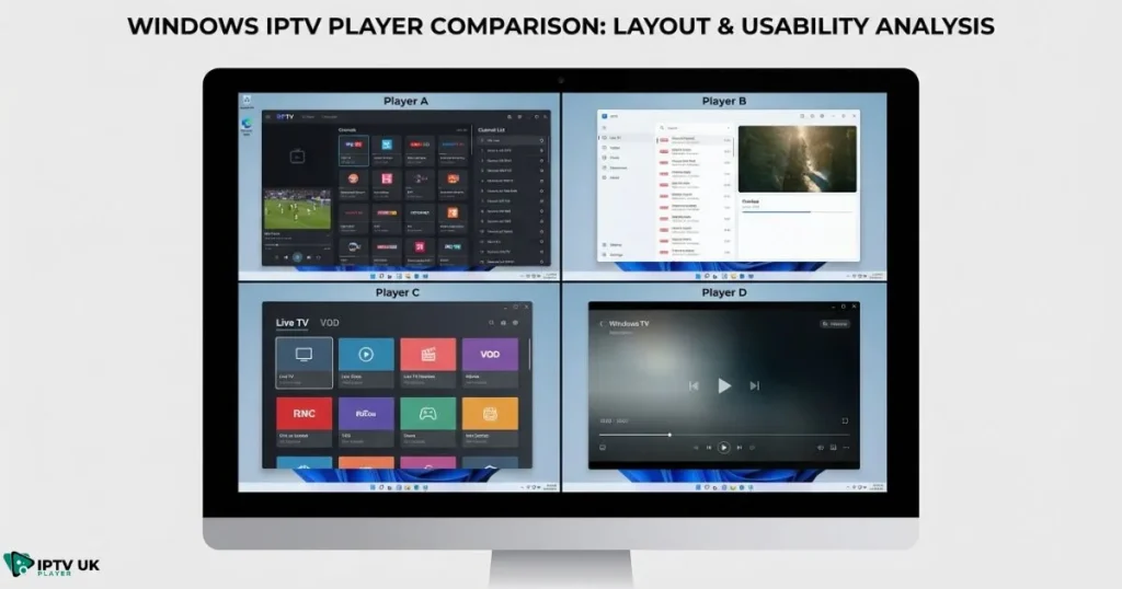 Comparison of IPTV software Windows options to choose the best IPTV player for PC