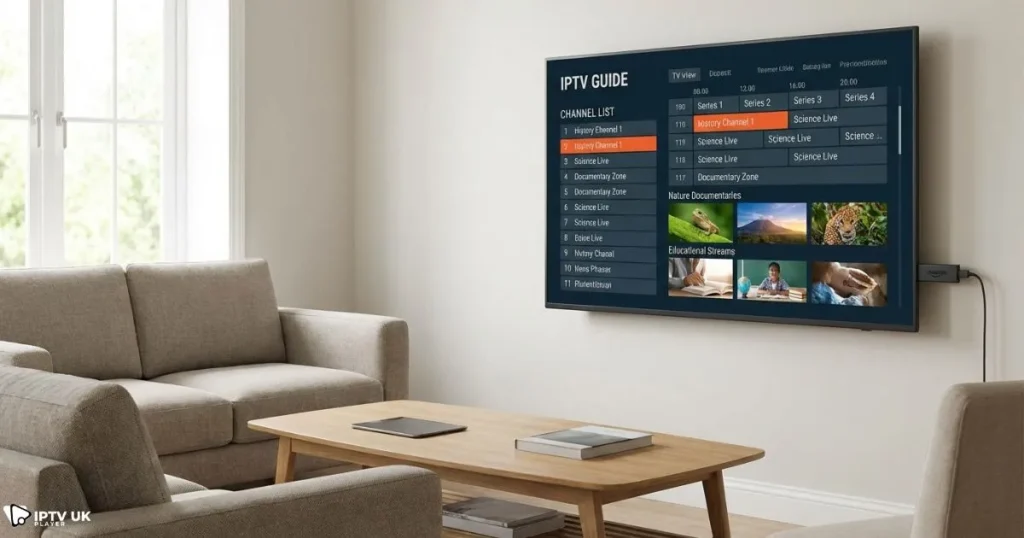 Firestick IPTV apps interface showing free IPTV Firestick options on a smart TV