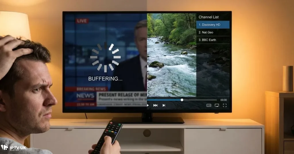 iptv players comparison showing buffering vs smooth streaming experience