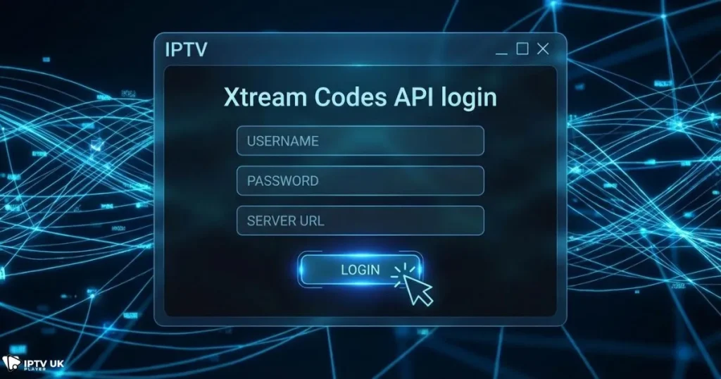 xtream iptv login screen with xtream codes iptv api fields