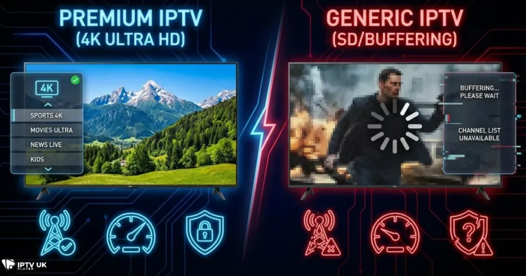 comparison of reliable iptv uk service vs poor streaming quality provider