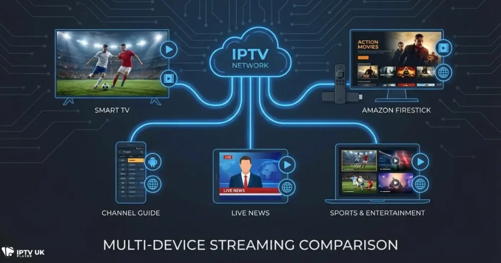 devices compatible with free iptv trial uk including smart tv firestick and mobile