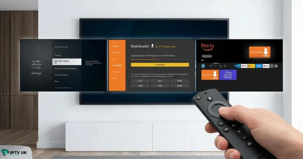 iptv firestick setup showing downloader app installation on Amazon Firestick