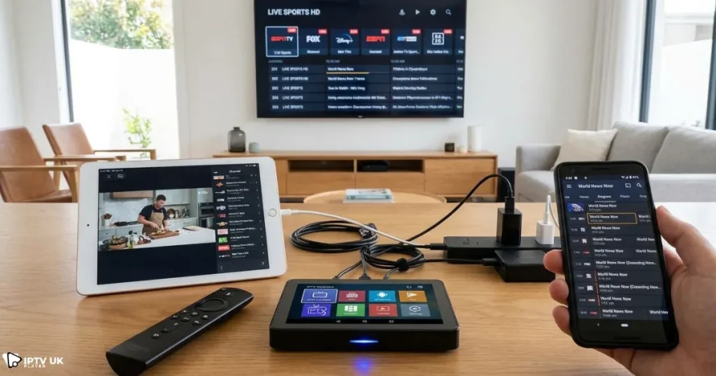 devices compatible with premium iptv uk including smart tv firestick and mobile streaming