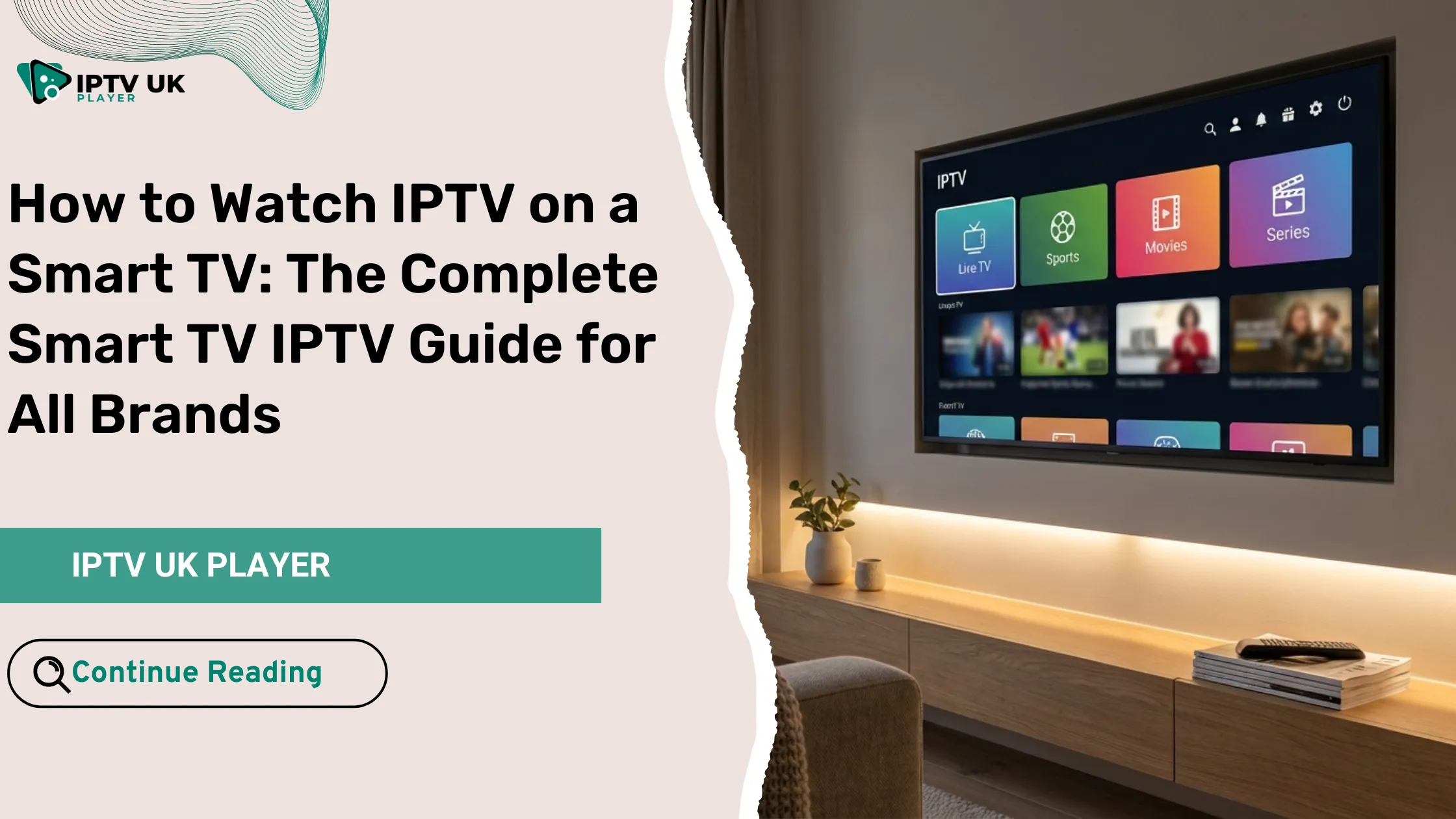 iptv on a smart tv showing live channels and streaming apps