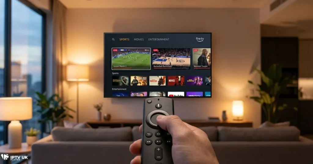 premium uk iptv streaming on Firestick device with smart TV
