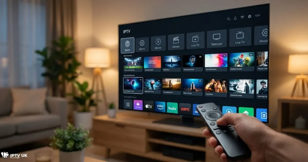 test iptv subscription interface on smart TV screen